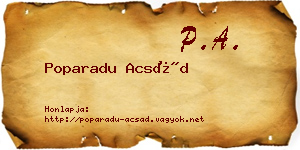 Poparadu Acsád névjegykártya